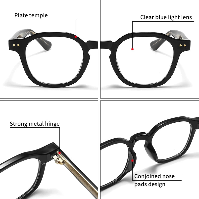 GCV Acetate Johnny Depp Men Women The Blu-Ray Computer Goggles Round Transparent  Eyeglass Frame Blue Blocking Glasses 2025 New