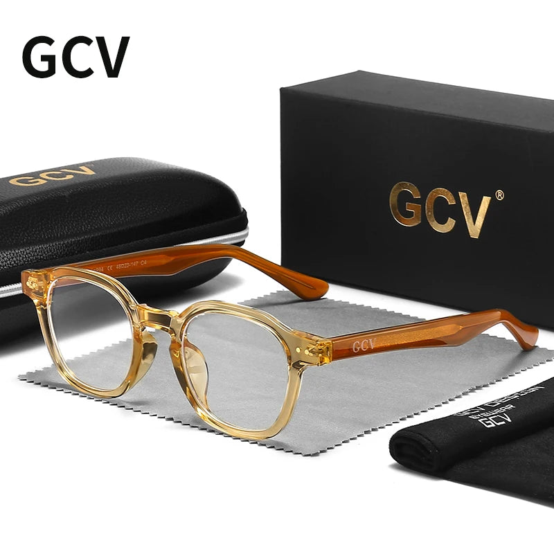 GCV Acetate Johnny Depp Men Women The Blu-Ray Computer Goggles Round Transparent  Eyeglass Frame Blue Blocking Glasses 2025 New