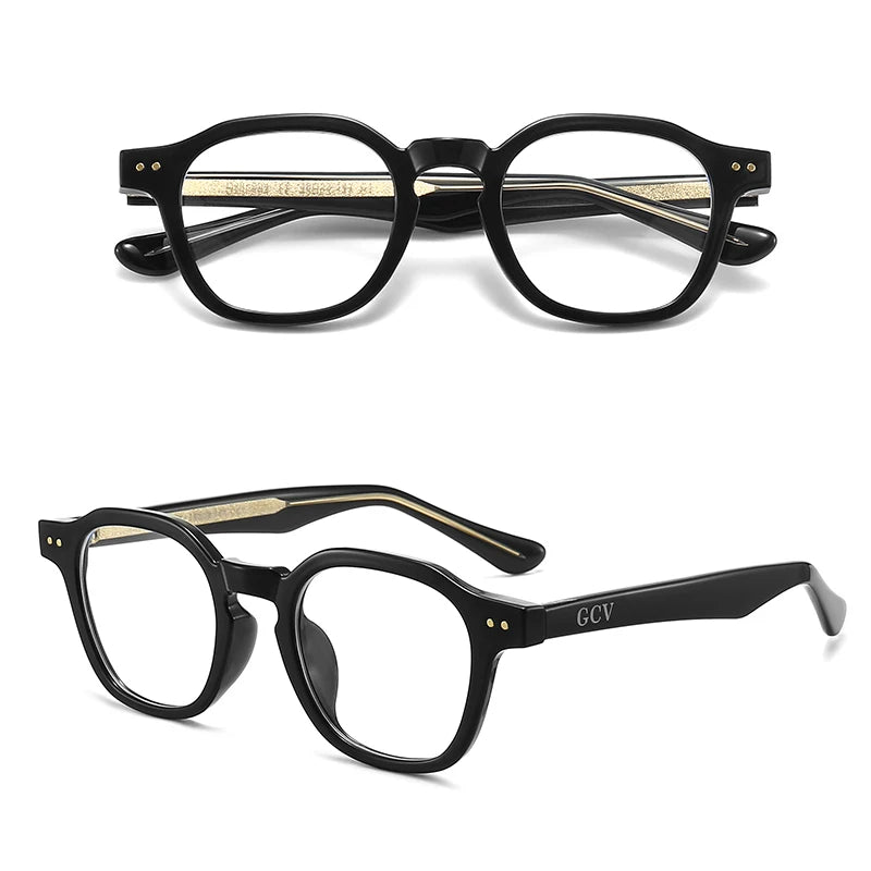GCV Acetate Johnny Depp Men Women The Blu-Ray Computer Goggles Round Transparent  Eyeglass Frame Blue Blocking Glasses 2025 New