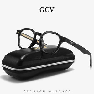 GCV Acetate Johnny Depp Men Women The Blu-Ray Computer Goggles Round Transparent  Eyeglass Frame Blue Blocking Glasses 2025 New