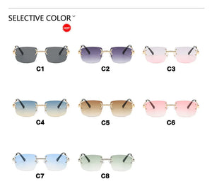 S003 Wholesale New Arrivals Small Gold Designer Women Glasses Rectangle Diamond Cut Rimless Frameless Sun Glasses for Men