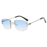 S003 Wholesale New Arrivals Small Gold Designer Women Glasses Rectangle Diamond Cut Rimless Frameless Sun Glasses for Men