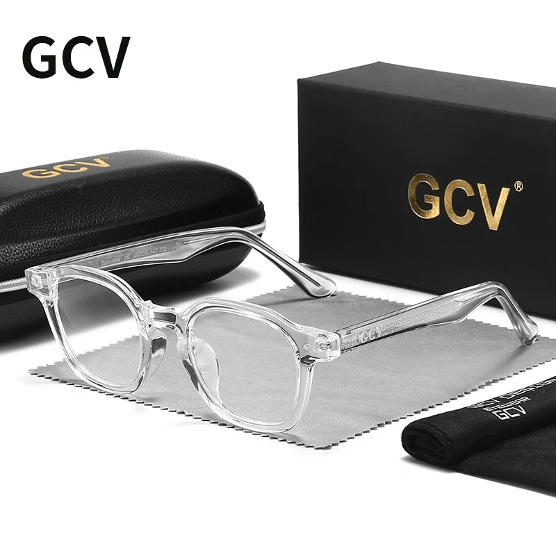 GCV Acetate Johnny Depp Men Women The Blu-Ray Computer Goggles Round Transparent  Eyeglass Frame Blue Blocking Glasses 2025 New