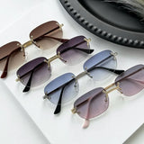 S003 Wholesale New Arrivals Small Gold Designer Women Glasses Rectangle Diamond Cut Rimless Frameless Sun Glasses for Men
