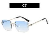S003 Wholesale New Arrivals Small Gold Designer Women Glasses Rectangle Diamond Cut Rimless Frameless Sun Glasses for Men