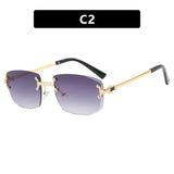 S003 Wholesale New Arrivals Small Gold Designer Women Glasses Rectangle Diamond Cut Rimless Frameless Sun Glasses for Men