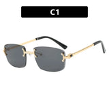 S003 Wholesale New Arrivals Small Gold Designer Women Glasses Rectangle Diamond Cut Rimless Frameless Sun Glasses for Men