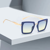 Vintage Sunglasses for Women Green Golden Fashionable Square Glasses High-end Feel Deep Green Lenses for Women Glasses