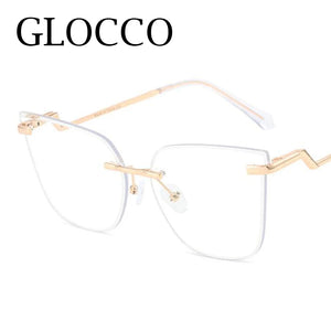 Fashion New Rimless Computer Glasses Women Luxury Designer Blue Light Blocking Glasses Frame Ultralight Square Decoration Eyewea