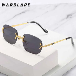 2025 Luxury Punk Metal Rimless Oval Women's Sunglasses Brand Designer Men Sunglass Traveling Party Fashion Eyewear Lentes UV400