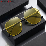 Men Night Vision Sunglasses UV400 Photochromic Sun Glasses Women Metal Eyeglasses Frame Cycling Goggles Anti Glare Shade Eyewear
