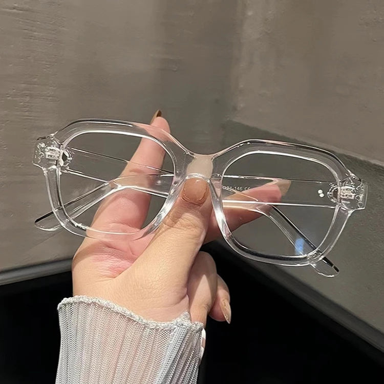 Retro Anti Blue Light Computer Glasses Frame Women Oversized Men Trendy Fashionable Stylish Eyeglasses Classic Korean Spectacles