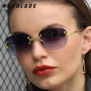 2025 Luxury Punk Metal Rimless Oval Women's Sunglasses Brand Designer Men Sunglass Traveling Party Fashion Eyewear Lentes UV400