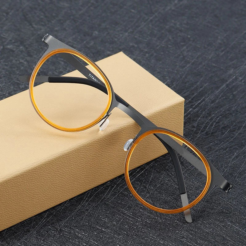 Denmark Luxury Brand Pure Titanium Eyewear Screwless Design Men Glasses Frame Mirror Ring Separation Blue Light Eyeglasses