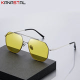 Men Night Vision Sunglasses UV400 Photochromic Sun Glasses Women Metal Eyeglasses Frame Cycling Goggles Anti Glare Shade Eyewear