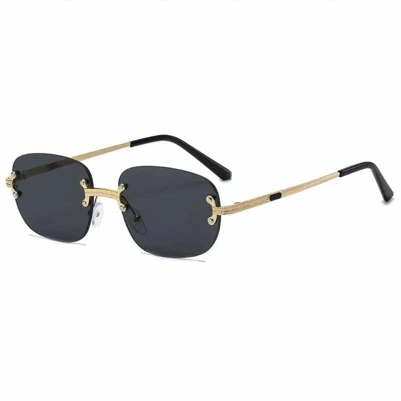 2025 Luxury Punk Metal Rimless Oval Women's Sunglasses Brand Designer Men Sunglass Traveling Party Fashion Eyewear Lentes UV400
