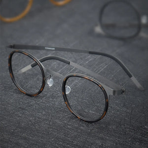 Denmark Luxury Brand Pure Titanium Eyewear Screwless Design Men Glasses Frame Mirror Ring Separation Blue Light Eyeglasses