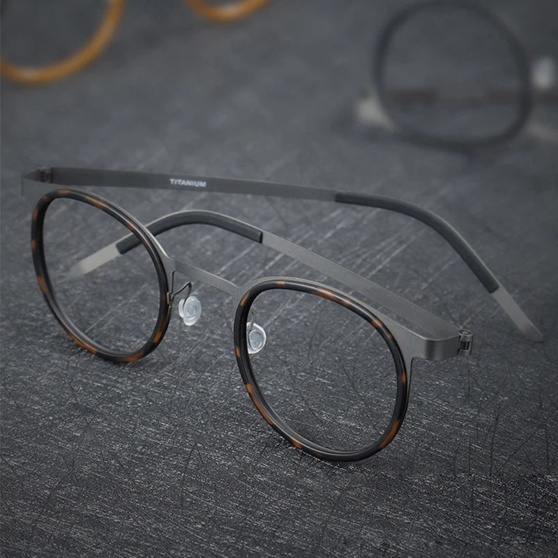 Denmark Luxury Brand Pure Titanium Eyewear Screwless Design Men Glasses Frame Mirror Ring Separation Blue Light Eyeglasses