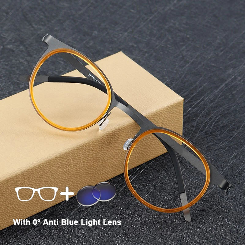 Denmark Luxury Brand Pure Titanium Eyewear Screwless Design Men Glasses Frame Mirror Ring Separation Blue Light Eyeglasses