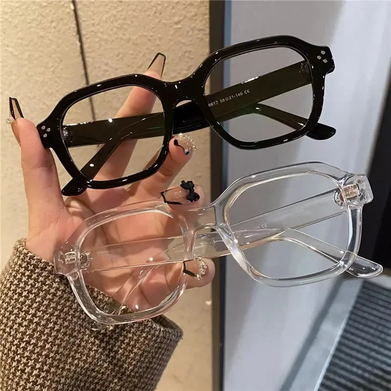 Retro Anti Blue Light Computer Glasses Frame Women Oversized Men Trendy Fashionable Stylish Eyeglasses Classic Korean Spectacles