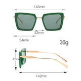 Vintage Sunglasses for Women Green Golden Fashionable Square Glasses High-end Feel Deep Green Lenses for Women Glasses