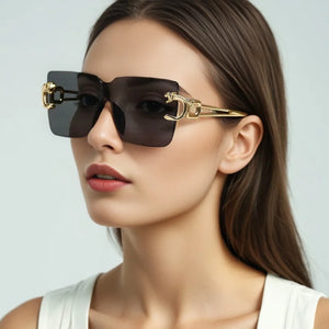 New Arrival Rimless Sunglasses Square Women Rectangle Men Shades Big Sun Glasses for Female Male Metal Frame Sunglasses ﻿