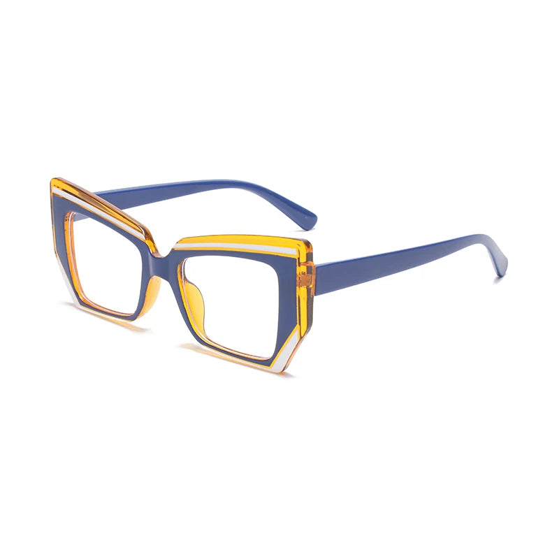 Cat Eye Anti Blue Light Glasses Women Trendy Polygonal Vintage Luxury Design Eyeglasses Ladies Fashion Irregular Square Eyewear