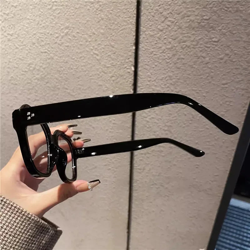 Retro Anti Blue Light Computer Glasses Frame Women Oversized Men Trendy Fashionable Stylish Eyeglasses Classic Korean Spectacles