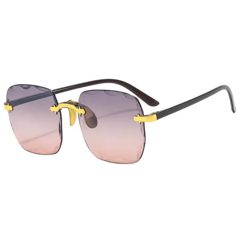 Square Rimless Sunglasses for Women Luxury Brand Designer Summer Gradient Sun Glasses Men's Fashion Glasses UV400 Shades Oculos