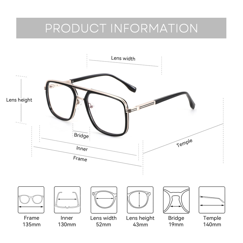 ZENOTTIC（M Size）Metal Prescription Glasses Aviator Optical Eyewear With Recipe Man Myopia Eyeglasses Men