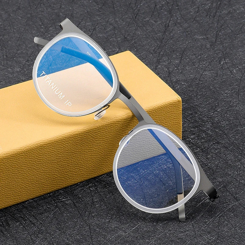 Denmark Luxury Brand Pure Titanium Eyewear Screwless Design Men Glasses Frame Mirror Ring Separation Blue Light Eyeglasses