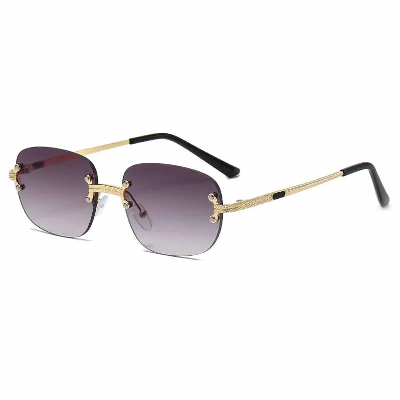 2025 Luxury Punk Metal Rimless Oval Women's Sunglasses Brand Designer Men Sunglass Traveling Party Fashion Eyewear Lentes UV400