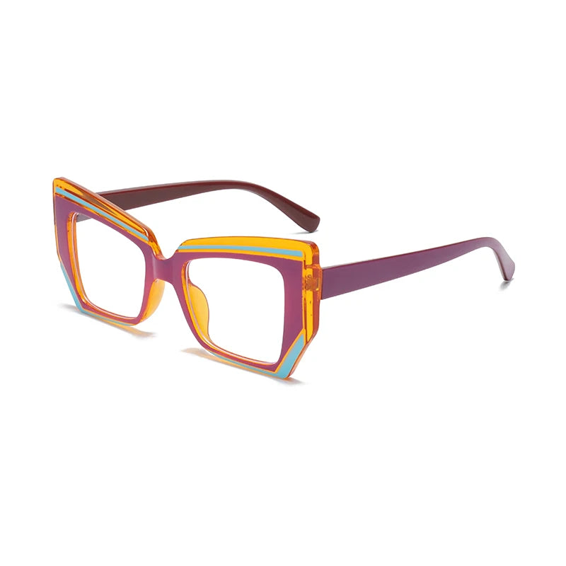 Cat Eye Anti Blue Light Glasses Women Trendy Polygonal Vintage Luxury Design Eyeglasses Ladies Fashion Irregular Square Eyewear