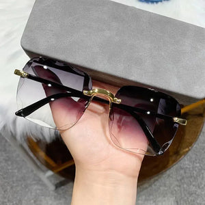 Square Rimless Sunglasses for Women Luxury Brand Designer Summer Gradient Sun Glasses Men's Fashion Glasses UV400 Shades Oculos
