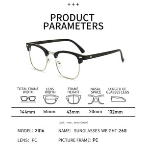 Men Retro Anti-blue Light Glasses Classic Vintage Half Frames Anti Blue Light Blocking Computer Eyeglasses For Women Accessory