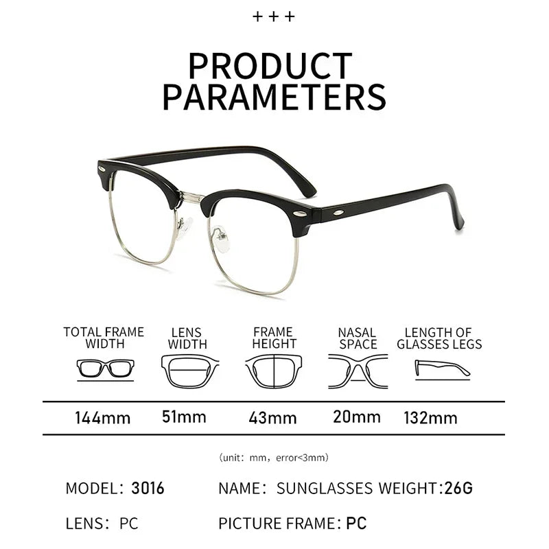 Men Retro Anti-blue Light Glasses Classic Vintage Half Frames Anti Blue Light Blocking Computer Eyeglasses For Women Accessory