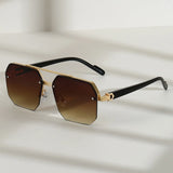 Men's Metal Sunglasses Square Half Frame Rice Nails Casual Trend Personality Retro Fashion Outdoor Sports Eyeglasses