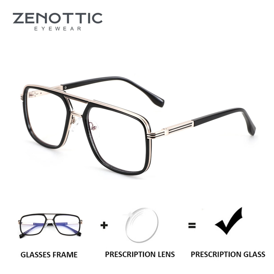 ZENOTTIC（M Size）Metal Prescription Glasses Aviator Optical Eyewear With Recipe Man Myopia Eyeglasses Men