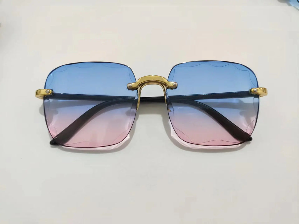 Square Rimless Sunglasses for Women Luxury Brand Designer Summer Gradient Sun Glasses Men's Fashion Glasses UV400 Shades Oculos