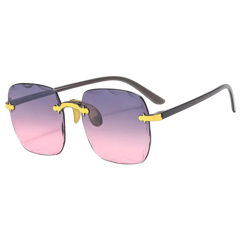 Square Rimless Sunglasses for Women Luxury Brand Designer Summer Gradient Sun Glasses Men's Fashion Glasses UV400 Shades Oculos