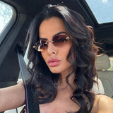 New Frameless trim Sunglasses Metal Frame Black Small Oval Sun Glasses Unisex Round Fashion Rimless Sunglasses UV400 Oculos