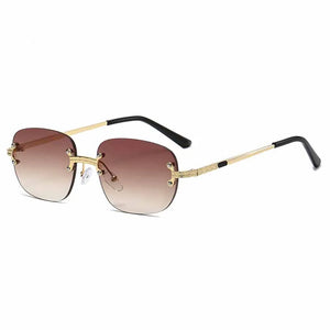 2025 Luxury Punk Metal Rimless Oval Women's Sunglasses Brand Designer Men Sunglass Traveling Party Fashion Eyewear Lentes UV400