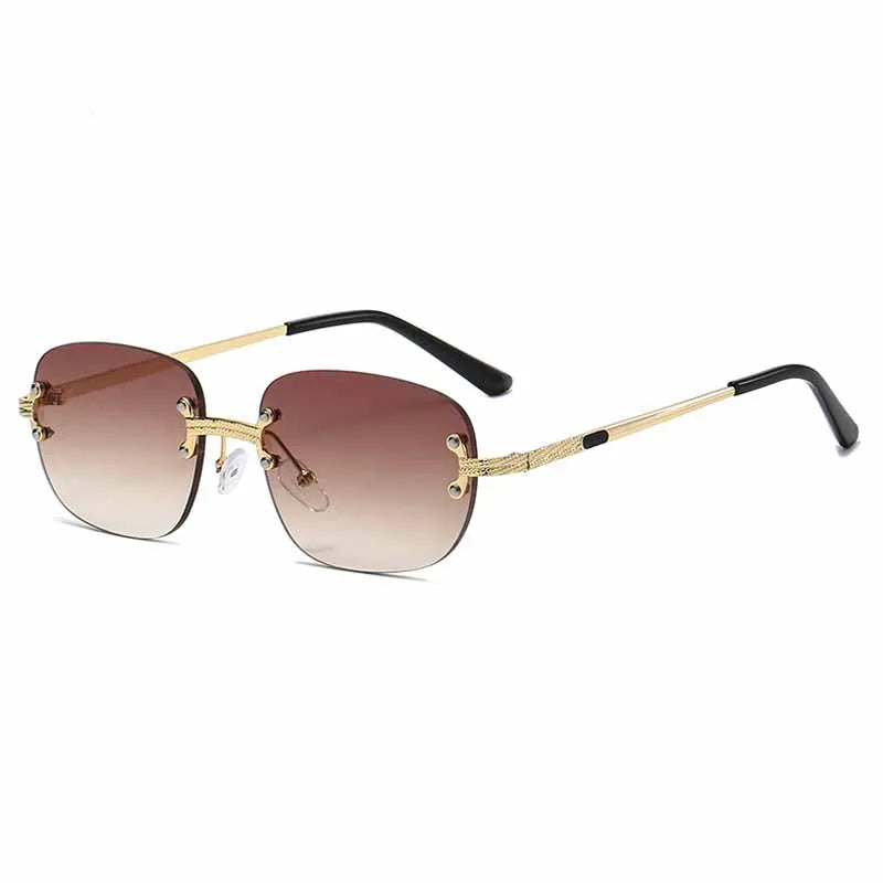2025 Luxury Punk Metal Rimless Oval Women's Sunglasses Brand Designer Men Sunglass Traveling Party Fashion Eyewear Lentes UV400