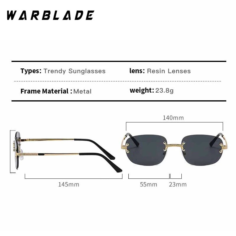 2025 Luxury Punk Metal Rimless Oval Women's Sunglasses Brand Designer Men Sunglass Traveling Party Fashion Eyewear Lentes UV400