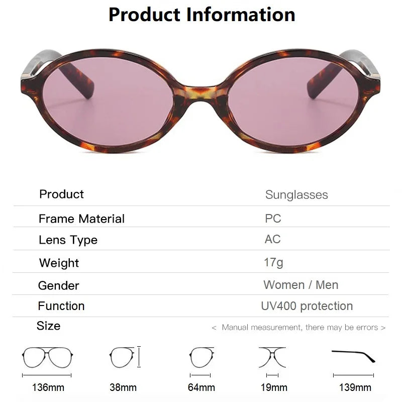 Vintage Oval Sunglasses Women New Luxury Brand Designer Small Oval Anti Blue Light Glasses Retro Fashion Men Leopard Eyegalsses
