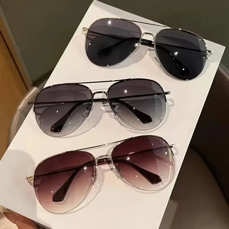 2024 New Fashion Gradient Lens Pilot Sunglasses Vintage Cycling Driving Shades Sun Glasses Unisex UV400 Protection Eyewear