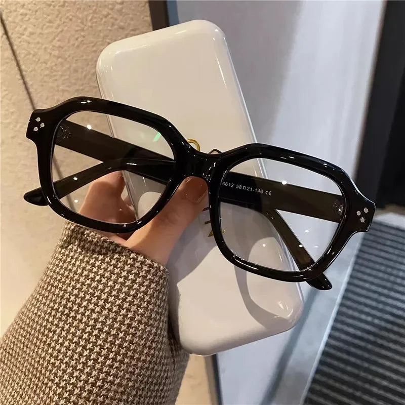 Retro Anti Blue Light Computer Glasses Frame Women Oversized Men Trendy Fashionable Stylish Eyeglasses Classic Korean Spectacles