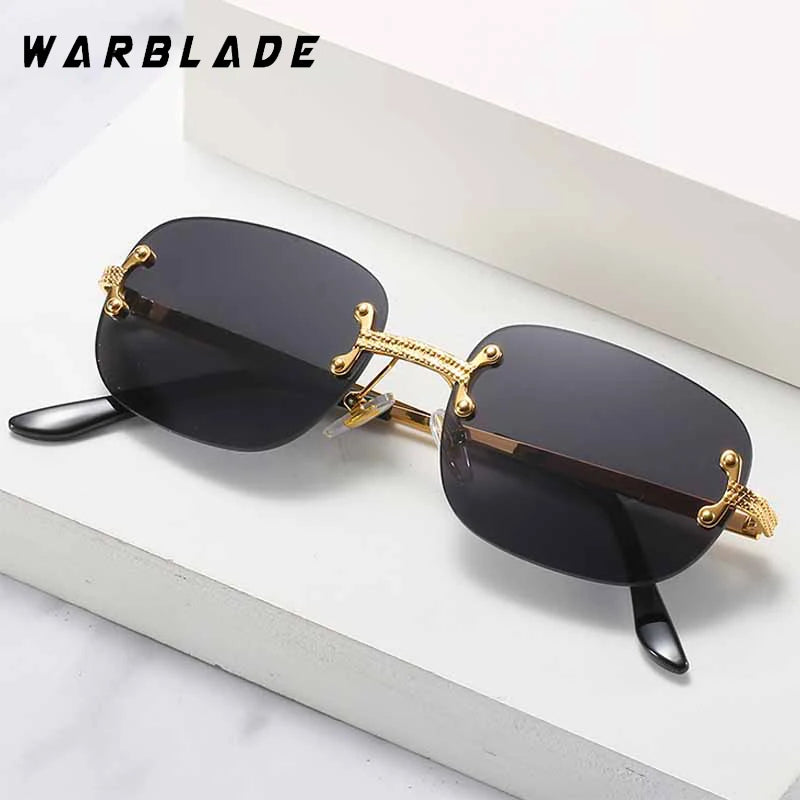 2025 Luxury Punk Metal Rimless Oval Women's Sunglasses Brand Designer Men Sunglass Traveling Party Fashion Eyewear Lentes UV400