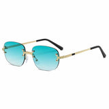 2025 Luxury Punk Metal Rimless Oval Women's Sunglasses Brand Designer Men Sunglass Traveling Party Fashion Eyewear Lentes UV400