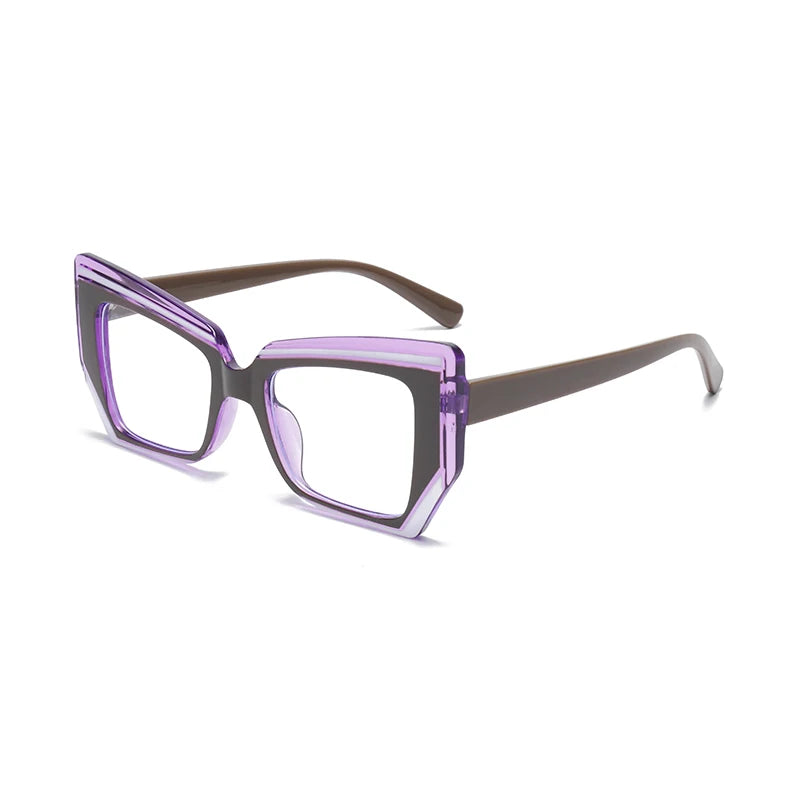 Cat Eye Anti Blue Light Glasses Women Trendy Polygonal Vintage Luxury Design Eyeglasses Ladies Fashion Irregular Square Eyewear